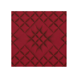 Deep Red Quilted Leather Pattern Wood Wall Art