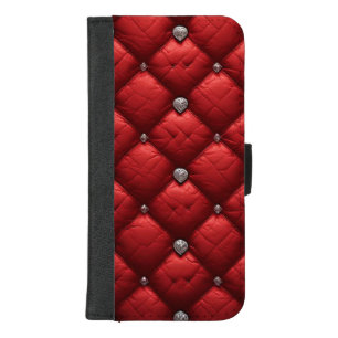 Deep Red Quilted Rich Dimensional Details iPhone 8/7 Plus Wallet Case