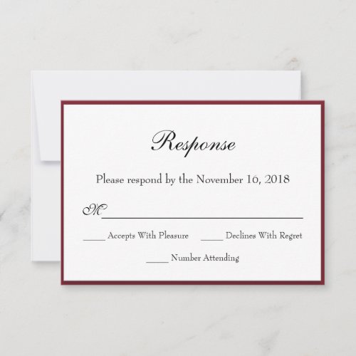 Deep Red Response RSVP Cards for Wedding