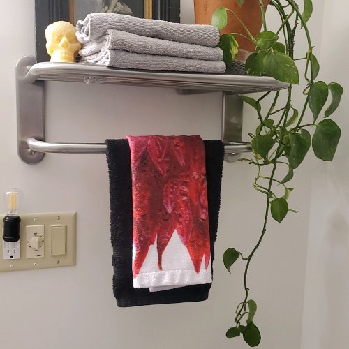 Deep Red Rib Petals Scan  Hand Towel