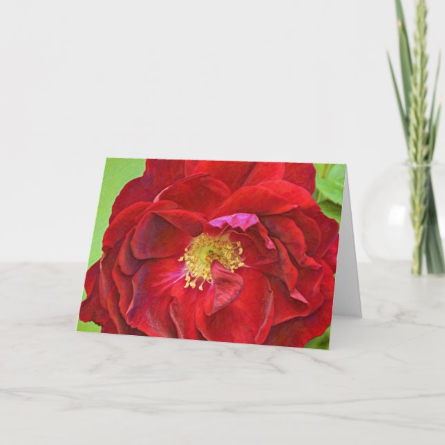 Deep Red Rose Art Note Card (Front)