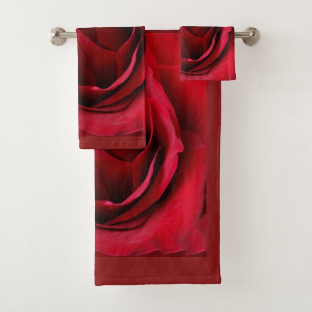 deep red rose bath towel set (Insitu)