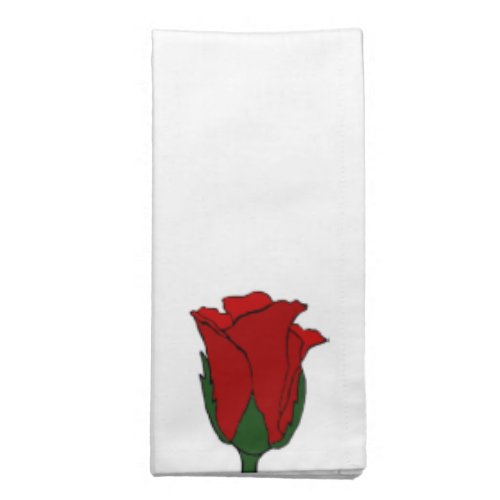 Deep Red Rose Bud on White Napkin