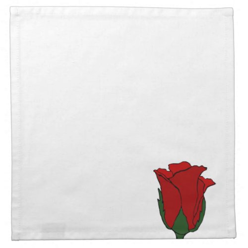 Deep Red Rose Bud on White Napkin