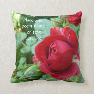 Deep red rose bud pillow