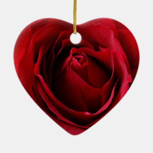 deep red rose ceramic ornament