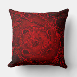 Deep Red Rose Design Throw Pillow