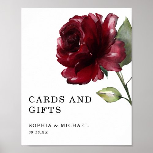 Deep Red Rose Floral Cards and Gifts Sign