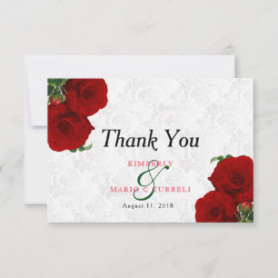 Deep Red Rose Floral Wedding - Thank You