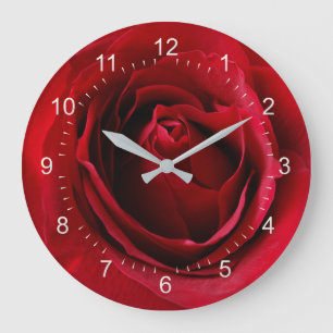 deep red rose large clock