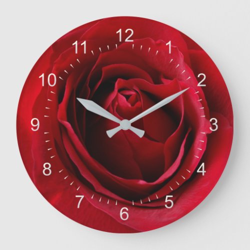 deep red rose large clock