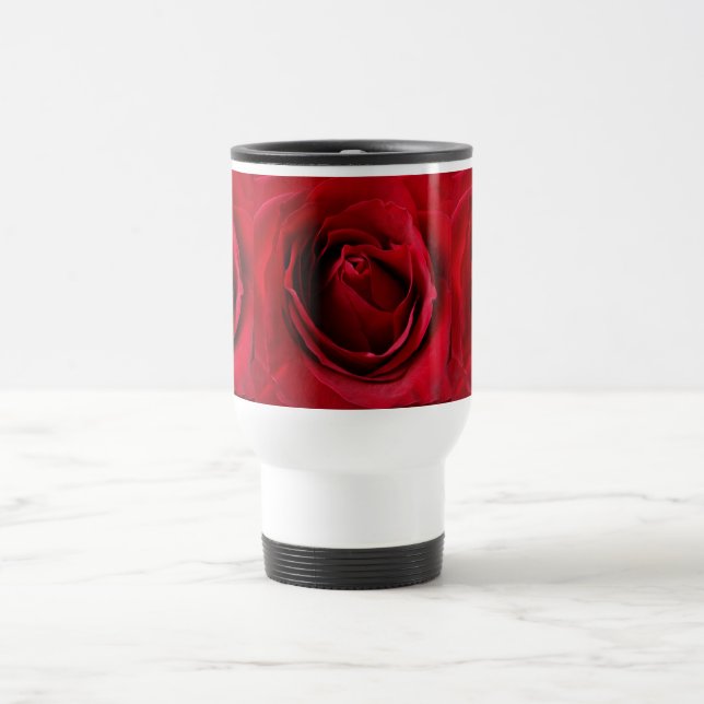 deep red rose travel mug (Center)
