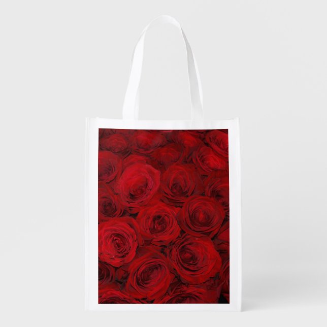 Deep Red Roses Art Eco Friendly Grocery Bag (Front)