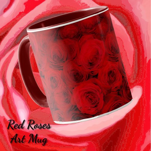Deep Red Roses Art Mug Cup