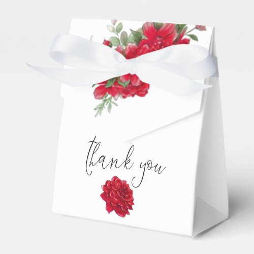 Deep Red Roses Florals Names Date White Favor Boxes