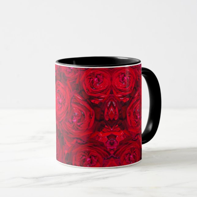 Deep red roses pattern  mug (Front Right)