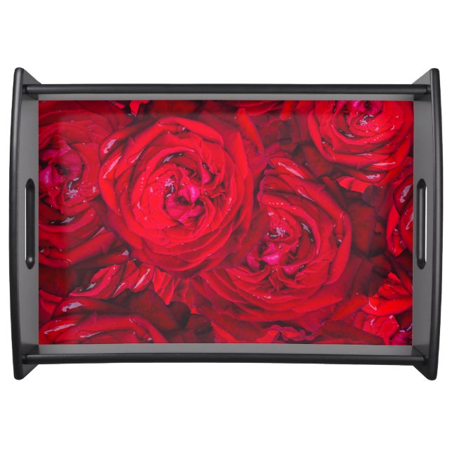 Deep red roses pattern  serving tray (Front)