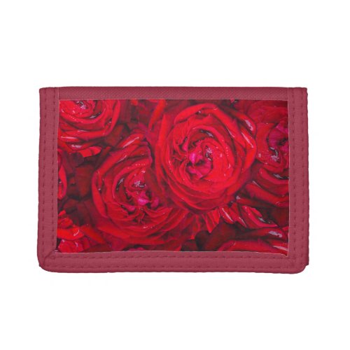 Deep red roses pattern  trifold wallet