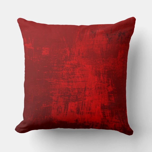 Deep Red Rustic Texture Abstract Background Throw Pillow (Front)