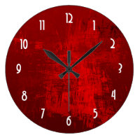 Deep Red RusticTexture Abstract Background Large Clock