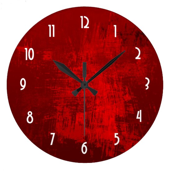 Deep Red RusticTexture Abstract Background Large Clock