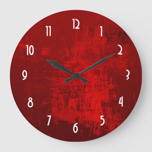 Deep Red RusticTexture Abstract Background Large Clock