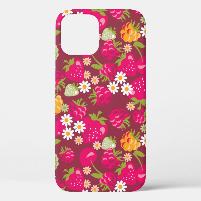 Deep red seamless fabric sample of berries Case-Mate iPhone case (Back)