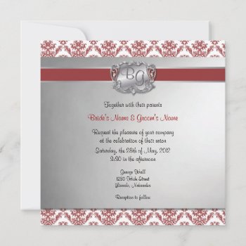 Deep Red & Silver Elegant Wedding Invite - 2 by LilithDeAnu at Zazzle