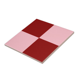 Deep Red & Soft Pink Square Style Pattern Ceramic Tile