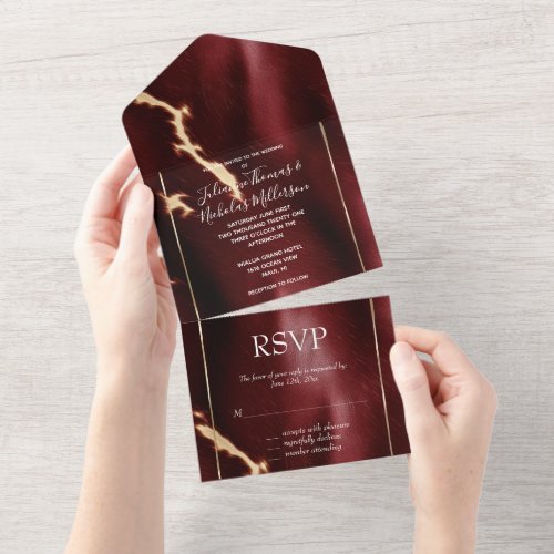 Deep Red Southwest Cowhide All In One Invitation
