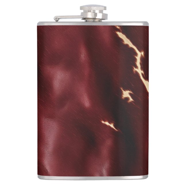 Deep Red Southwest Cowhide Flask (Front)