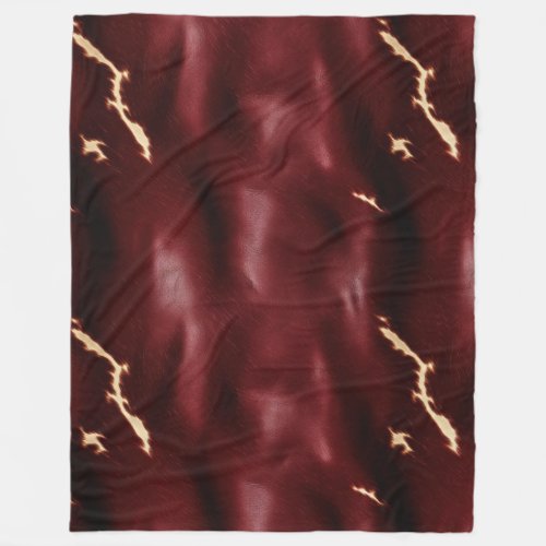 Deep Red Southwest Cowhide Fleece Blanket