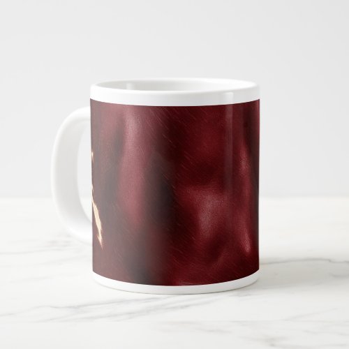 Deep Red Southwest Cowhide Giant Coffee Mug