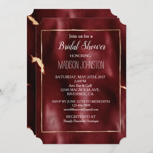 Deep Red Southwest Cowhide Invitation