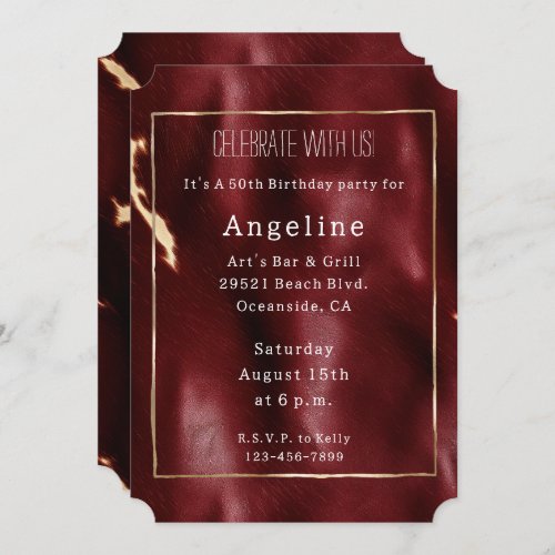Deep Red Southwest Cowhide Invitation