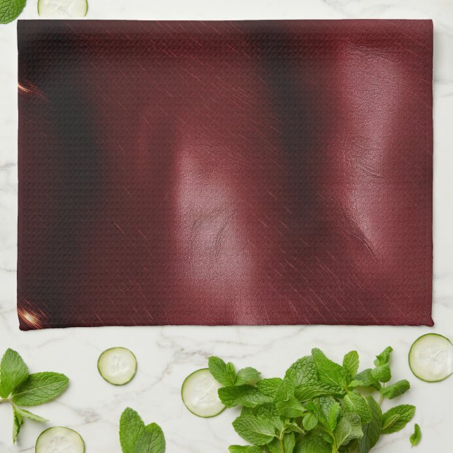Deep Red Southwest Cowhide Kitchen Towel (Folded)
