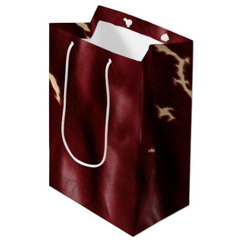 Deep Red Southwest Cowhide Medium Gift Bag