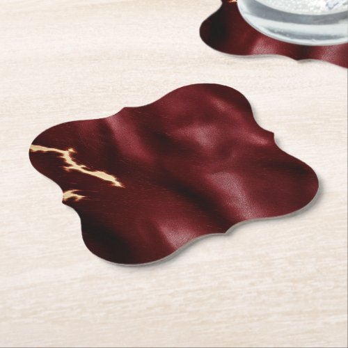 Deep Red Southwest Cowhide Paper Coaster