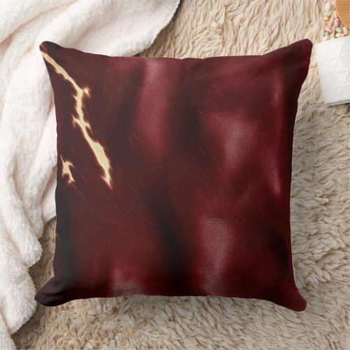 Deep Red Southwest Cowhide Throw Pillow