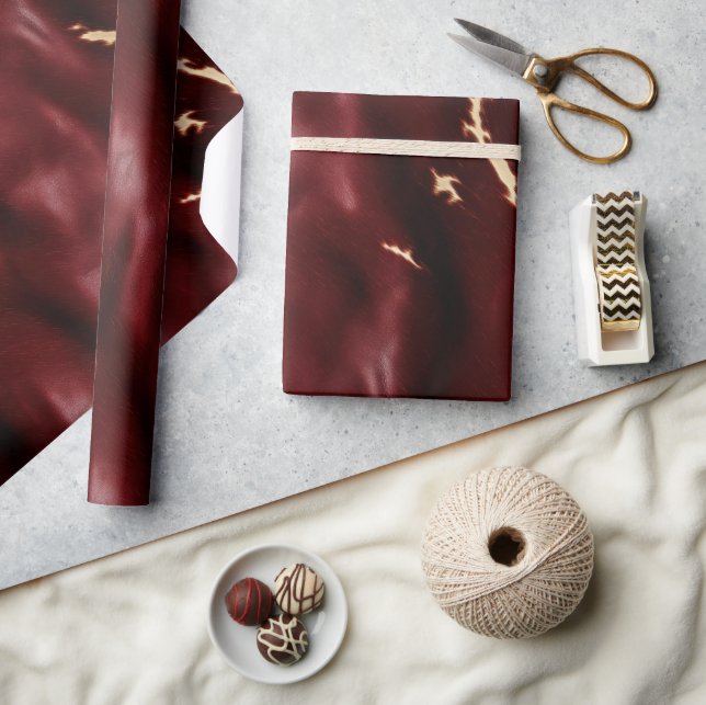 Deep Red Southwest Cowhide Wrapping Paper (Crafts)