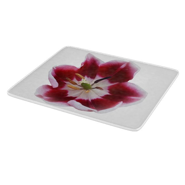 Deep red tulip cutting board (Corner)