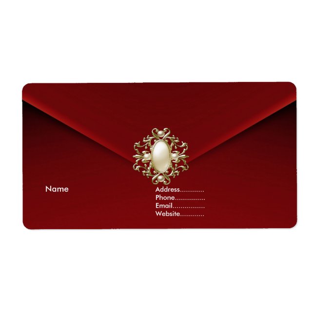 Deep Red Velvet Pearl Jewel Label (Front)