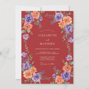 Deep Red Vivid Autumnal Wedding Invitation
