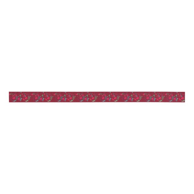 Deep Red Wassail Floral Ribbon (Front)