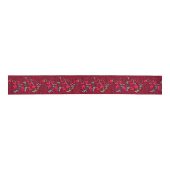 Deep Red Wassail Floral Ribbon (Front)