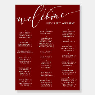 Deep Red Welcome Seating Chart Any Event Foam Board