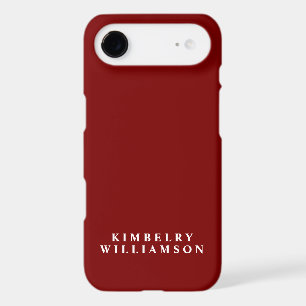 Deep Red White Customized Name Stylish Monogram  iPhone 17 Air Case