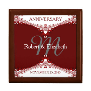 Deep Red+White Lace Wedding Anniversary Gift Box