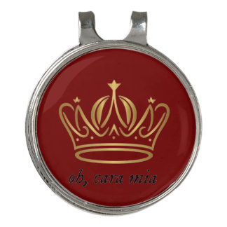 deep red with printed crown golf hat clip