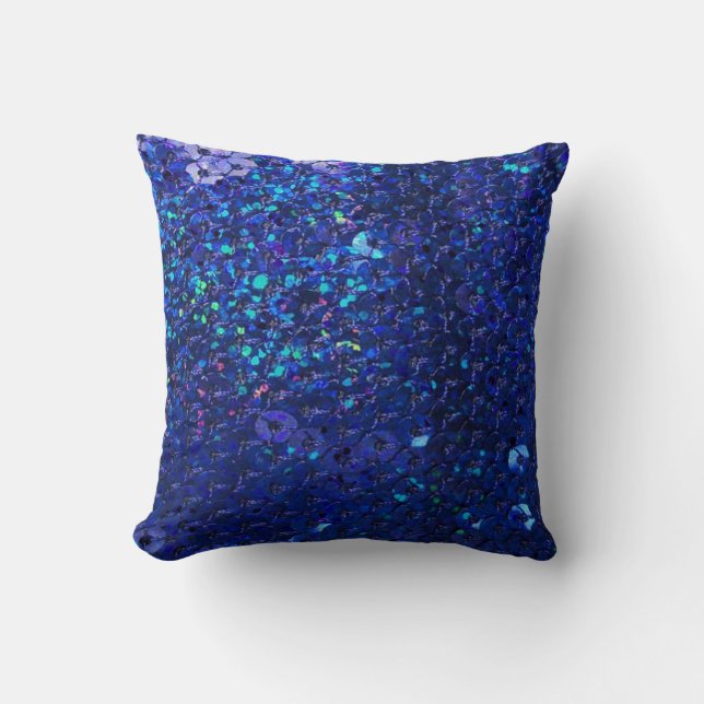Deep Rich blue sequin Mojo Pillow (Front)